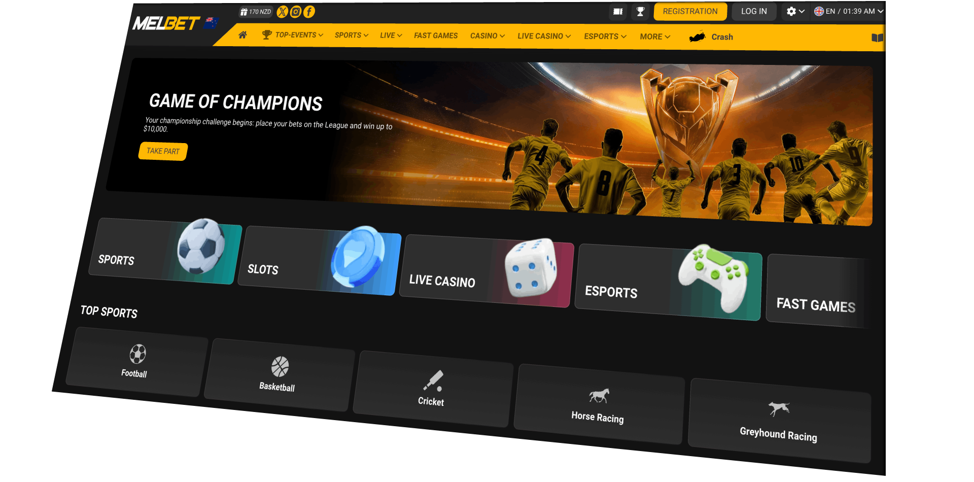 Melbet NZ betting platform dashboard with live sports odds